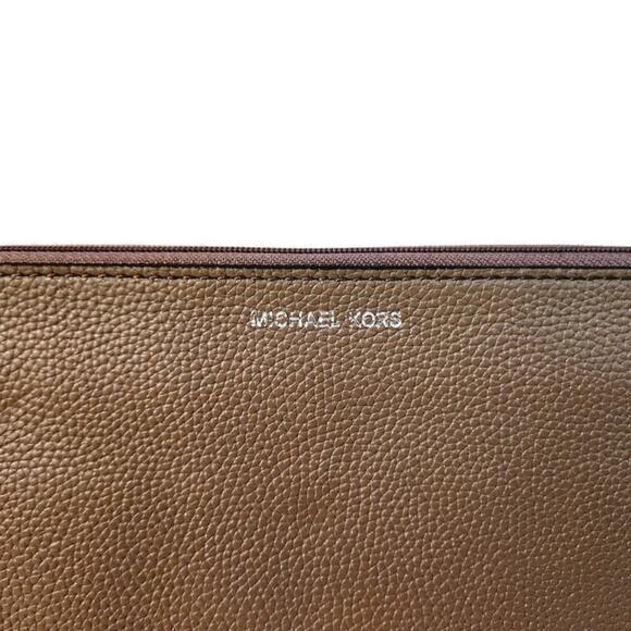 Michael Kors Women's Brown Pebbled Leather Skinny Wallet Clutch - Picture 3 of 8